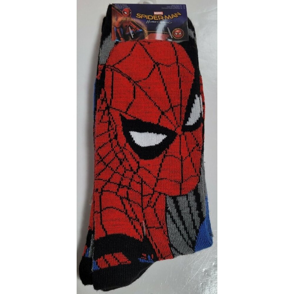 HYP Spider-Man 2 Pair Marvel Spiders Black 6-12 Teens Crew Socks New Tags